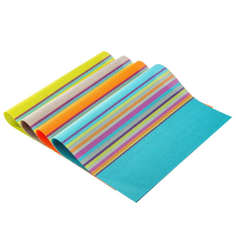 SHACOS Placemats Set of 4 Colorful Woven Vinyl Place Mats for Dining Table Reversible PVC Heat Resistant Table Mats (4, Multicolor) - Image 5
